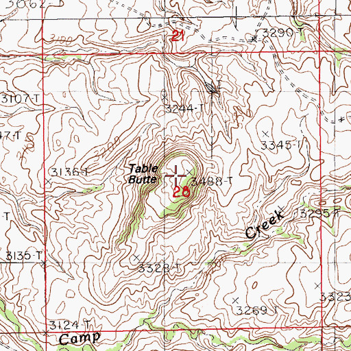 Topographic Map of Table Butte, MT