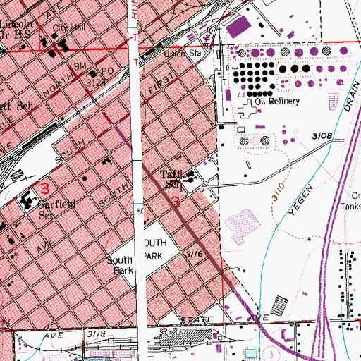 Topographic Map of Taft School, MT