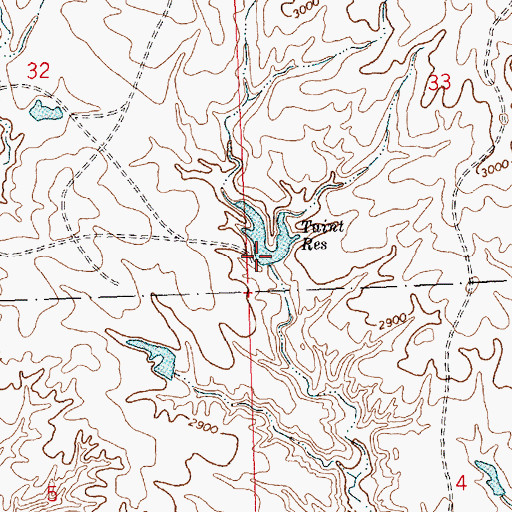 Topographic Map of Taint Reservoir, MT