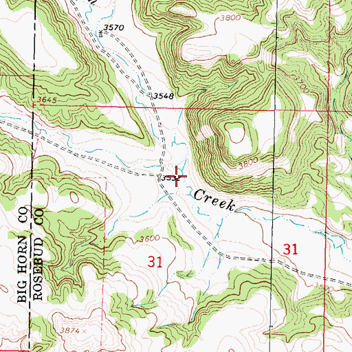 Topographic Map of Taintor Fork Canyon Creek, MT