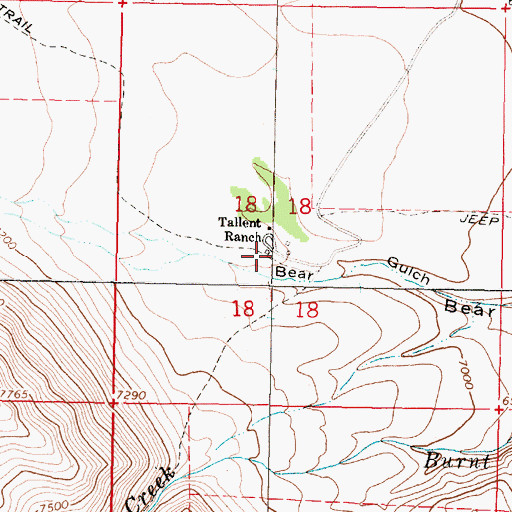 Topographic Map of Tallent Ranch, MT
