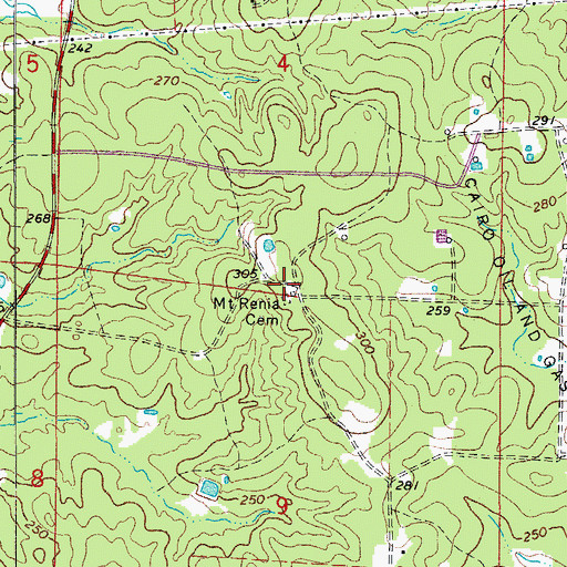 Topographic Map of Mount Renia Cemetery, AR