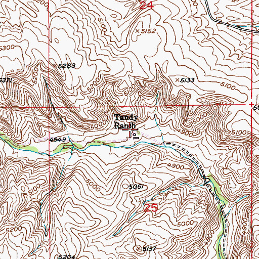 Topographic Map of Tandy Ranch, MT