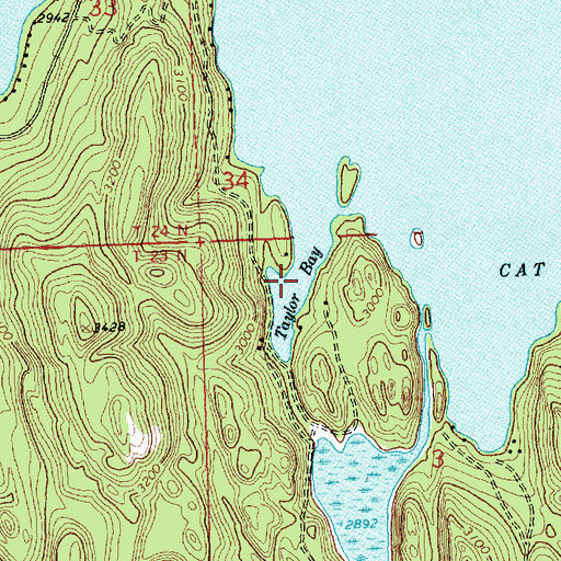 Topographic Map of Taylor Bay, MT