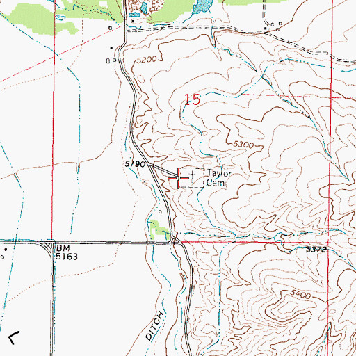 Topographic Map of Taylor Cemetery, MT