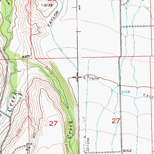 Topographic Map of Taylor Ditch, MT