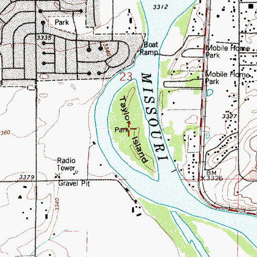 Topographic Map of Taylor Island, MT