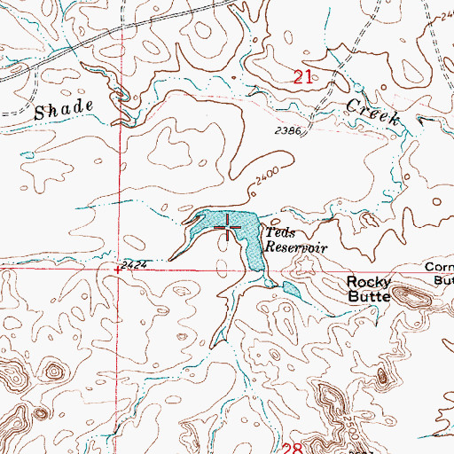 Topographic Map of Teds Reservoir, MT