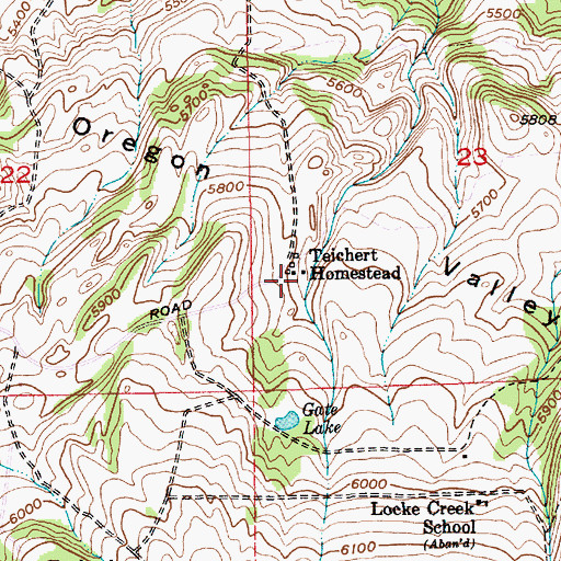 Topographic Map of Teichert Homestead, MT