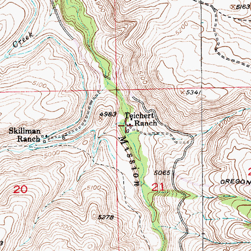 Topographic Map of Teichert Ranch, MT