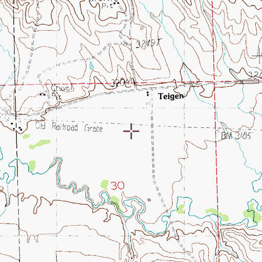 Topographic Map of Teigen, MT