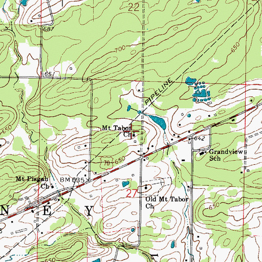 Topographic Map of Mount Tabor Church, AR