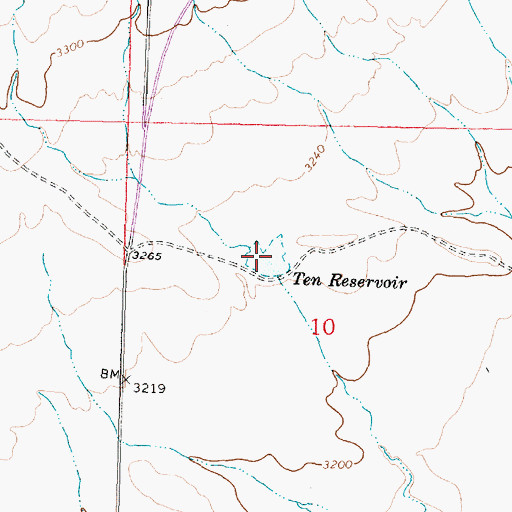 Topographic Map of Ten Reservoir, MT