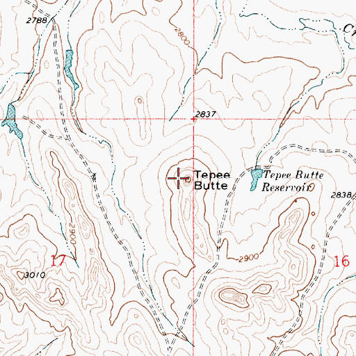 Topographic Map of Tepee Butte, MT