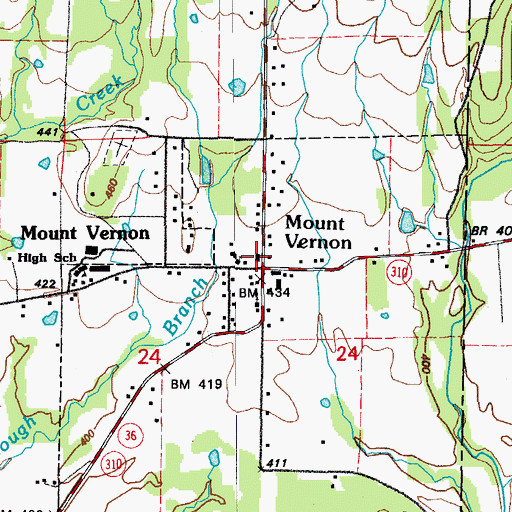 Topographic Map of Mount Vernon, AR