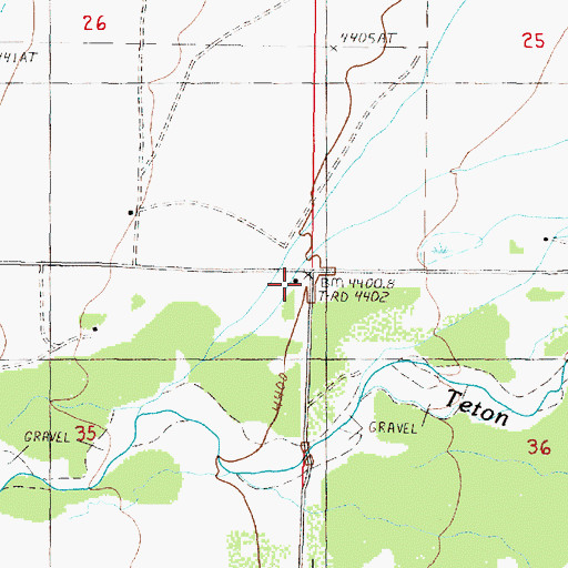 Topographic Map of Tetonview School (historical), MT