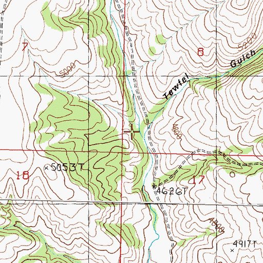 Topographic Map of Tewfel Gulch, MT