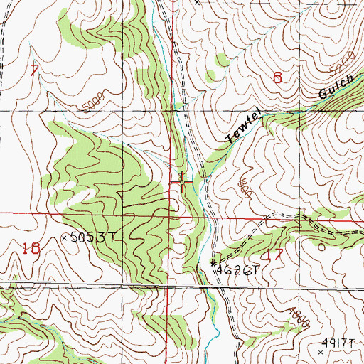Topographic Map of Tewfel Gulch, MT