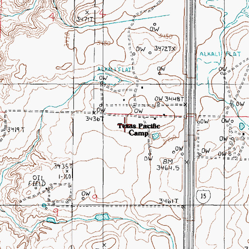 Topographic Map of Texas Pacific Camp, MT