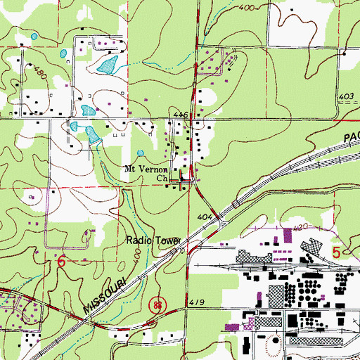 Topographic Map of Mount Vernon Baptist Church, AR