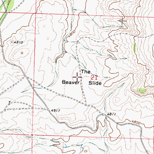 Topographic Map of The Beaver Slide, MT