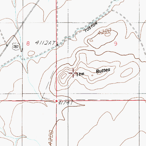 Topographic Map of The Buttes, MT