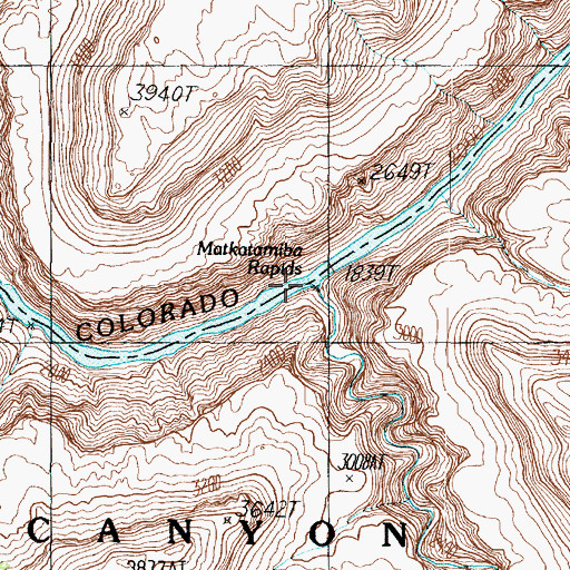 Topographic Map of Matkatamiba Rapids, AZ