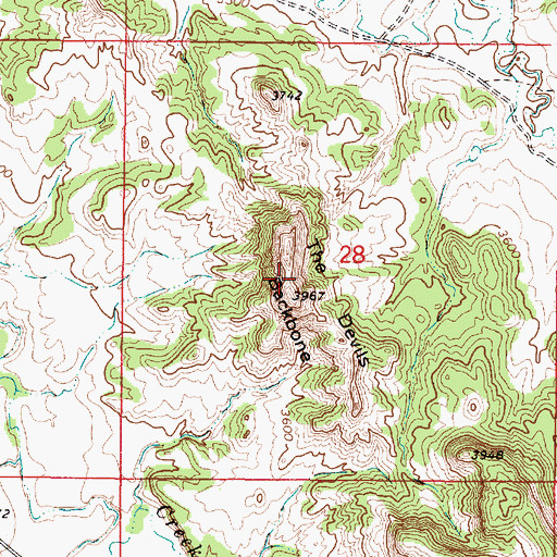 Topographic Map of The Devils Backbone, MT