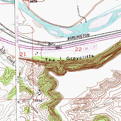 Topographic Map of The Greycliffs, MT