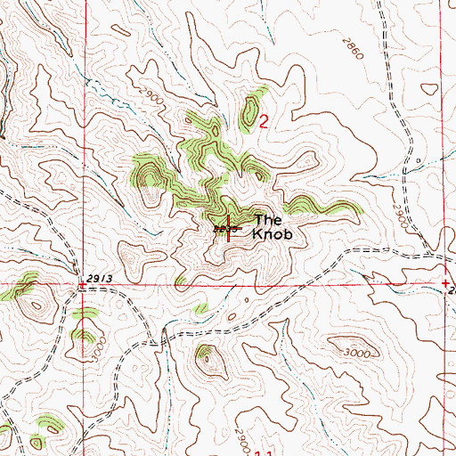 Topographic Map of The Knob, MT