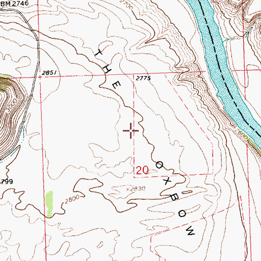 Topographic Map of The Oxbow, MT