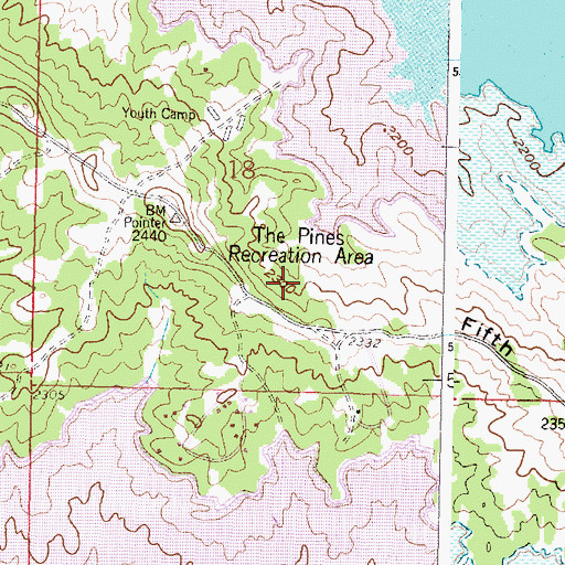 Topographic Map of The Pines Recreation Area, MT