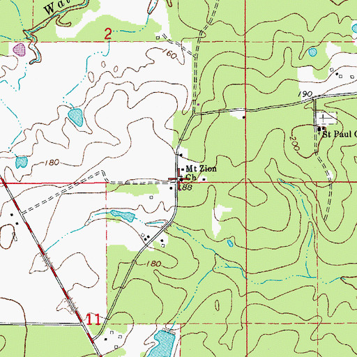 Topographic Map of Mount Zion Baptist Church, AR