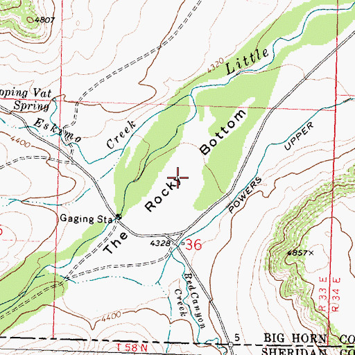 Topographic Map of The Rocky Bottom, MT