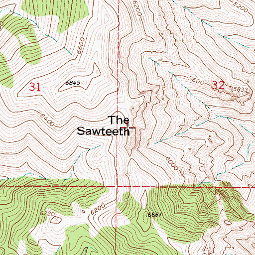 Topographic Map of The Sawteeth, MT