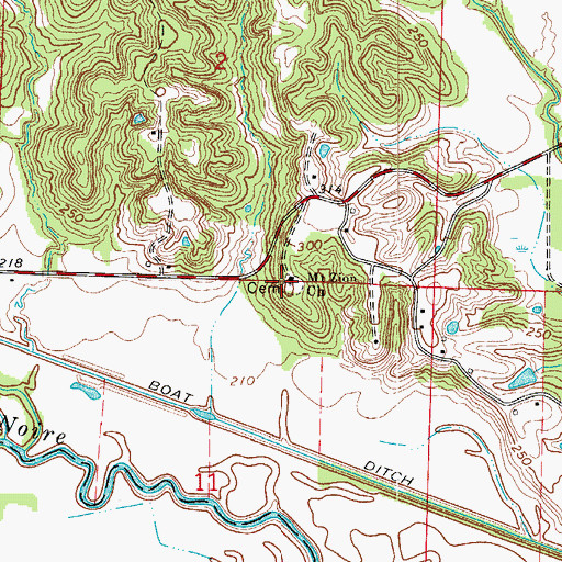Topographic Map of Mount Zion United Methodist Church, AR