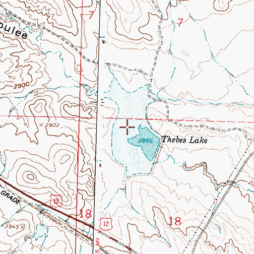 Topographic Map of Thebes Lake, MT