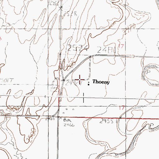 Topographic Map of Thoeny, MT