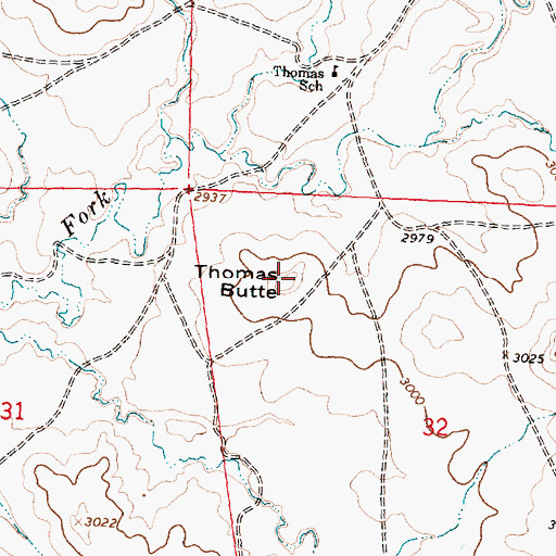 Topographic Map of Thomas Butte, MT