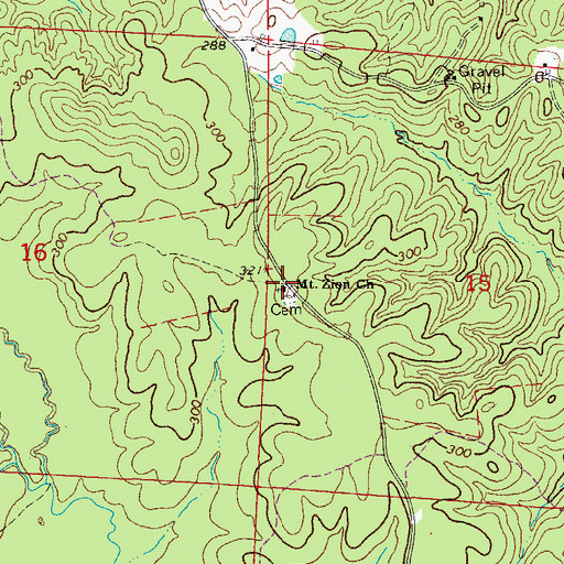 Topographic Map of Mount Zion Methodist Church, AR