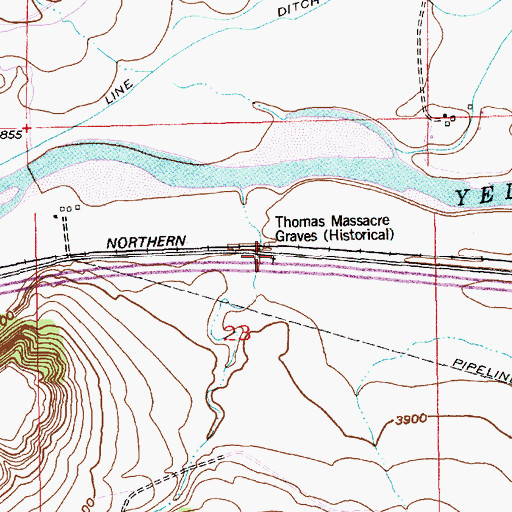 Topographic Map of Thomas Massacre Graves Historical, MT