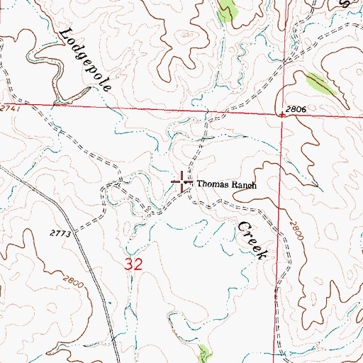 Topographic Map of Thomas Ranch, MT
