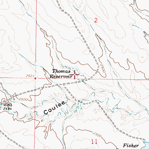 Topographic Map of Thomas Reservoir, MT