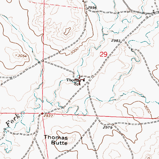 Topographic Map of Thomas School (historical), MT