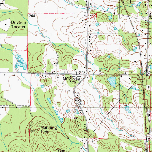 Topographic Map of Mount Zion Baptist Church, AR