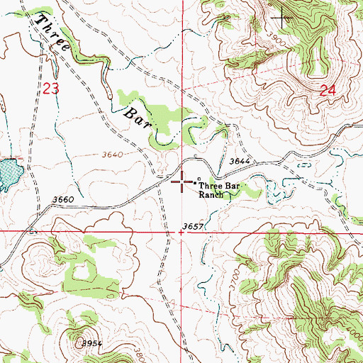 Topographic Map of Three Bar Ranch, MT