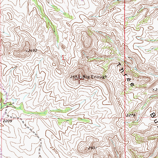 Topographic Map of Three Buttes, MT
