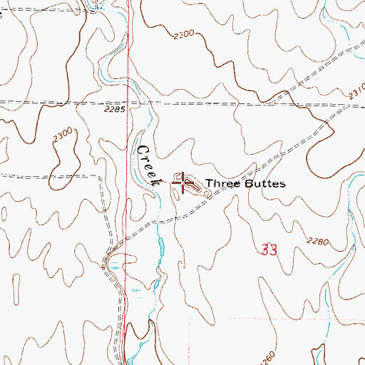 Topographic Map of Three Buttes, MT