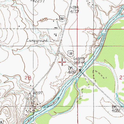 Topographic Map of Three Forks Junction, MT
