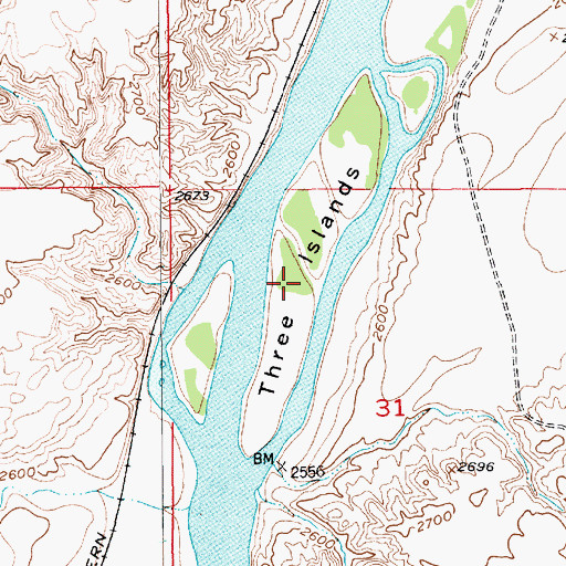 Topographic Map of Three Islands, MT
